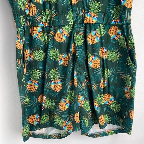 Pineapple sunglasses one piece short sleeve short full zip festival Pride romper - Picture 4 of 8